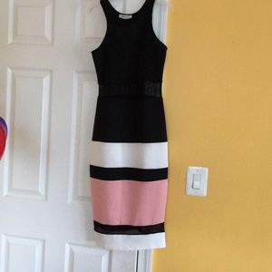 Pink black and white dress